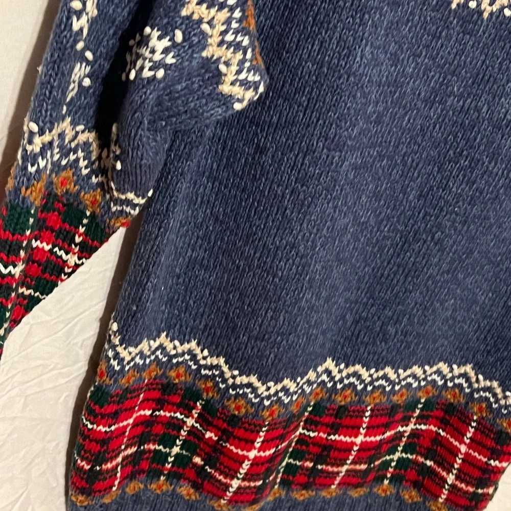 S Vintage knitted Talbots Ice Skater Holiday Christmas Winter  plaid sweater - Picture 12 of 12